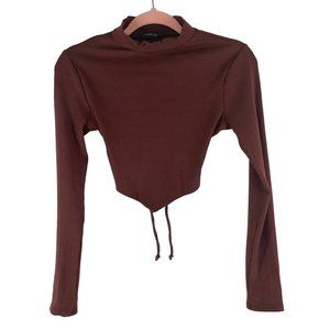 Honey Bum Women's Size L Maroon Stretchy Skin-Tight Open-Back Crop Top W…